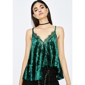 ILLA ILLA Green Velvet Lace Detailed Tank